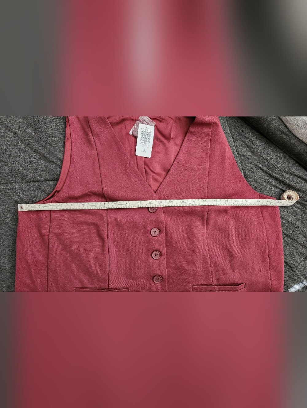 Torrid New Studio Tailored Ponte Fitted Burgundy Button-up Vest Size 3 NWT - Picture 7 of 7